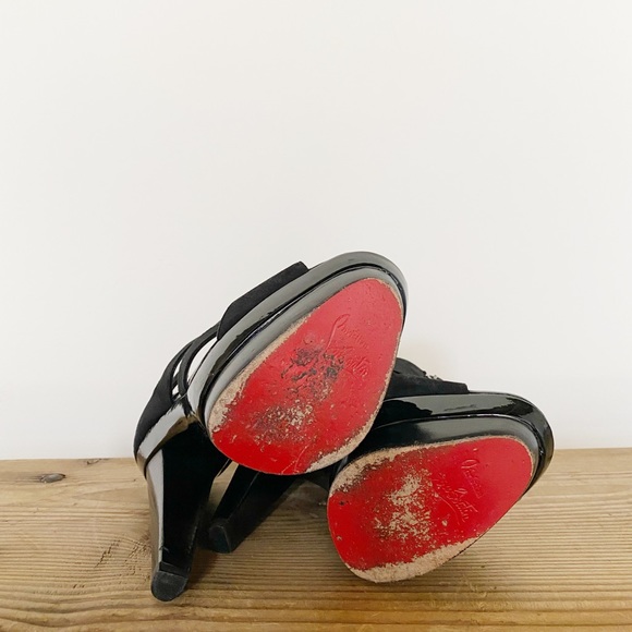 Louboutin Black Suede and Patent Platform Heels - Picture 5 of 7